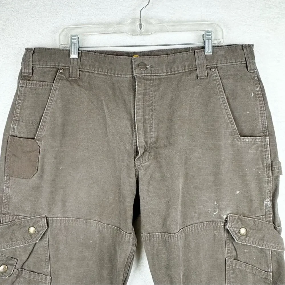 Carhartt Cargo Work Pant Relaxed Fit Rugged Flex Ripstop in Dark Coffee Sz 40x32